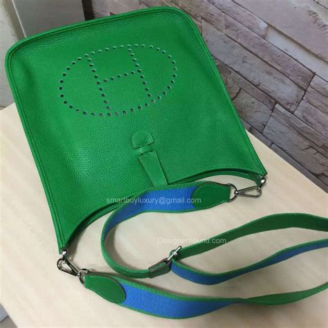 replica hermes evelyn iii gm bag in green color|hermes evelyne handbag material.